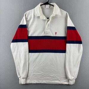 Vintage Pontiac Car Rugby Shirt Mens Large 70s 80s Cotton Blend Long Sleeve Polo